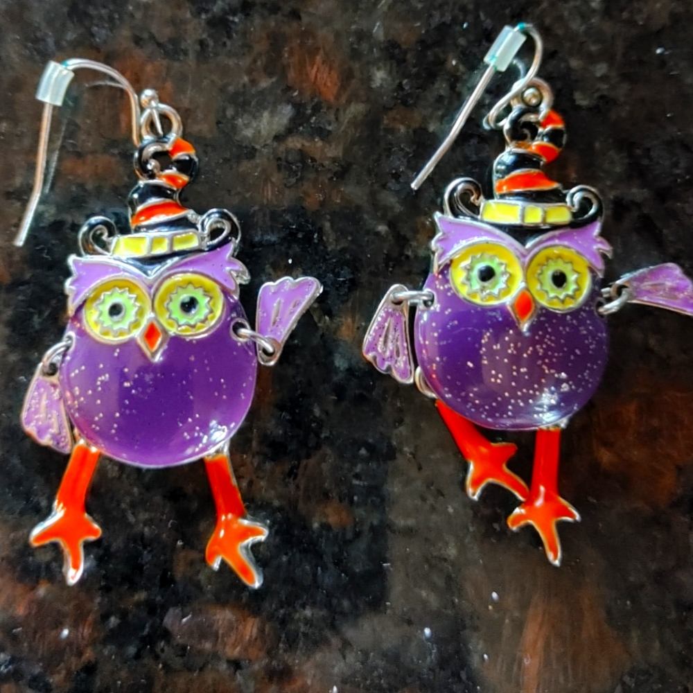 Halloween owl earrings